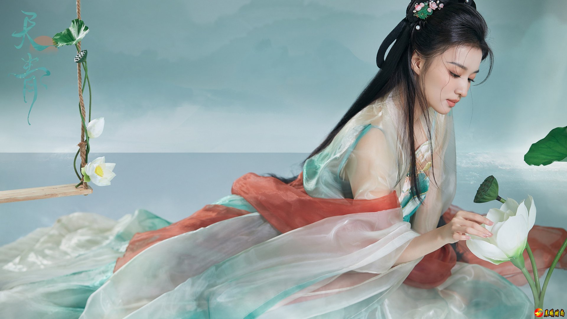 王楚然 荷花 清新 美女’晨曦壁纸尺寸’
